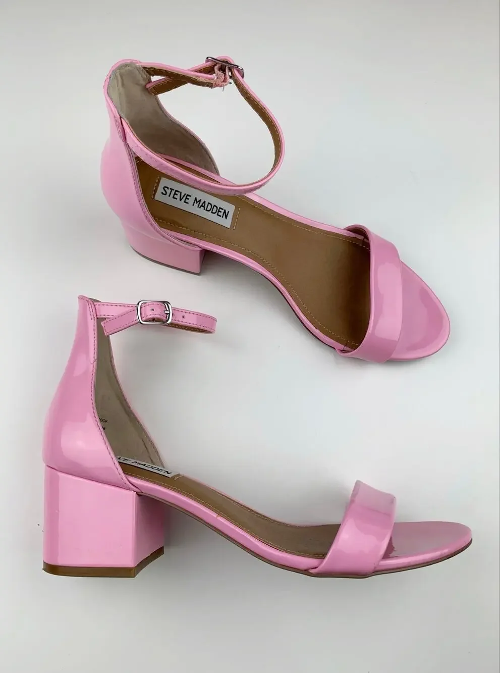 Steve Madden Irenee Sandals Pink Block Heels Ankle Strap Womens 9 Y2K Barbiecore